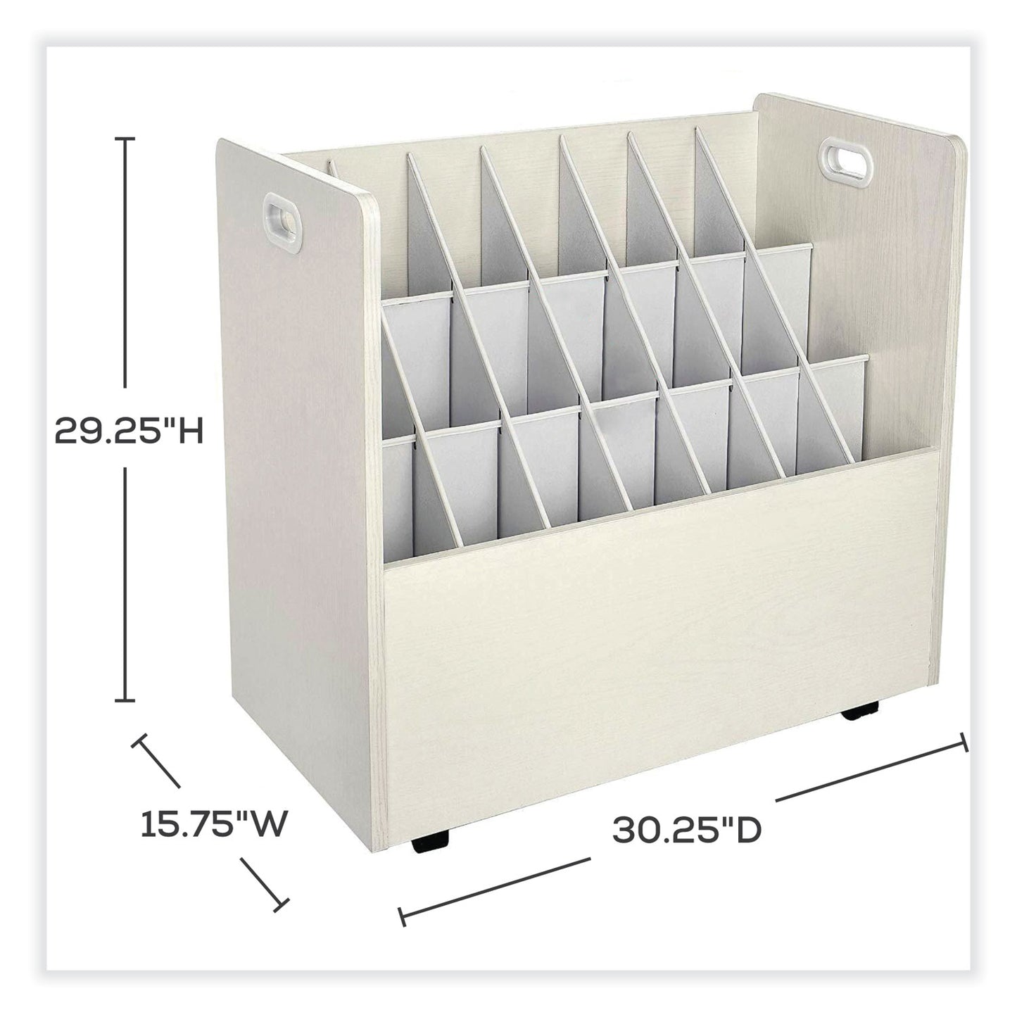 Mobile Roll File, 21 Compartments, 30.25w x 15.75d x 29.25h, Tan