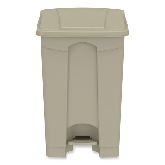 Plastic Step-On Receptacle, 12 gal, Plastic, Tan
