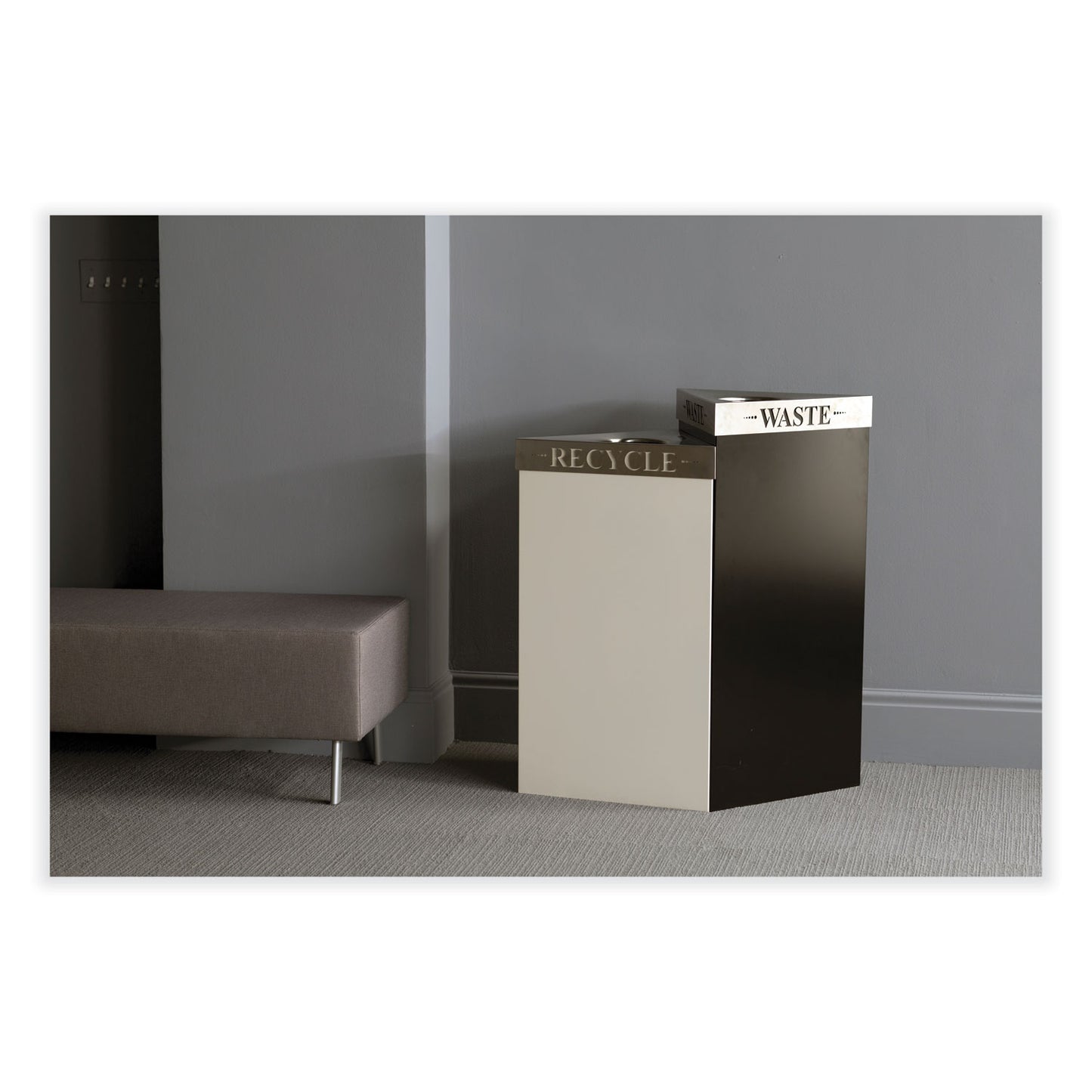 Trifecta Waste Receptacle Lid, No Inscription, 20w x 20d x 3h, Stainless Steel