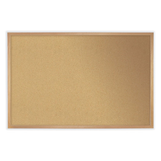 Natural Cork Bulletin Board with Wood Frame, 72.5" x 48.5", Tan Surface, Oak Finished Wood Frame