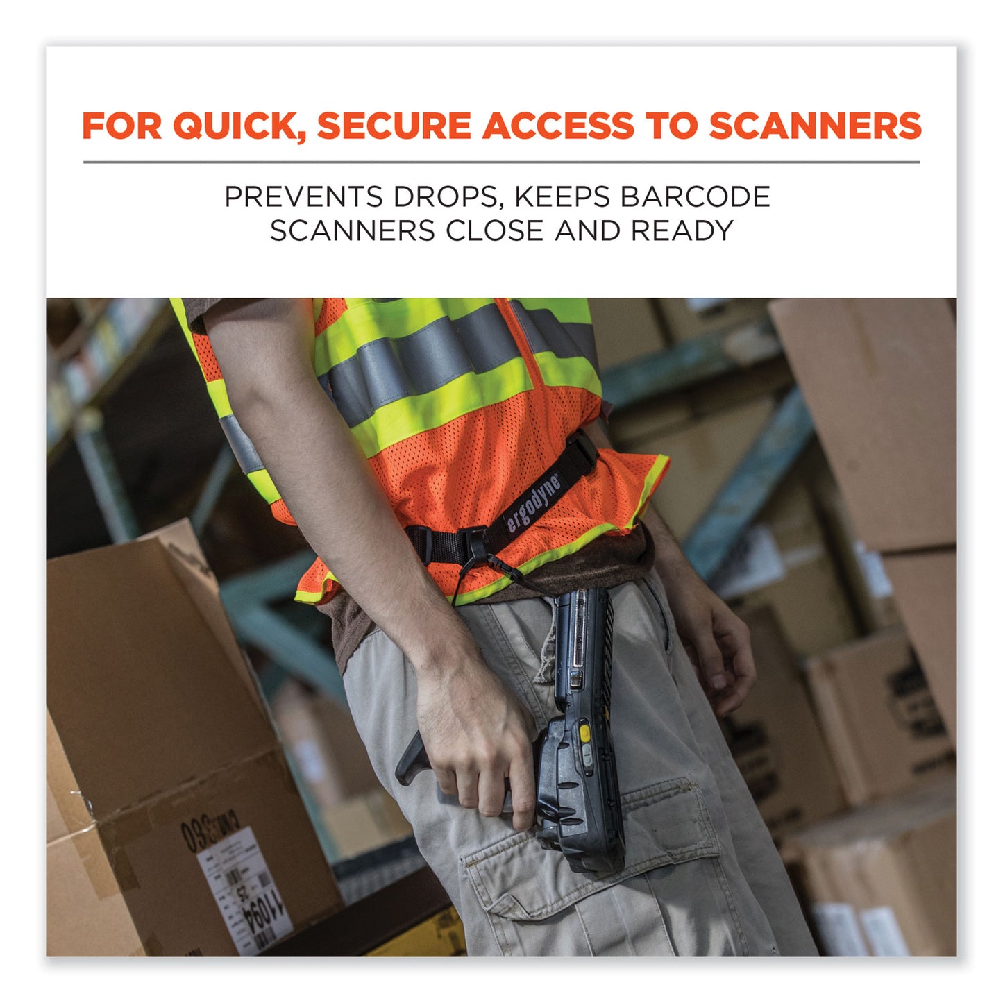 Squids 3135 Barcode Scanner Belt with Hook + Adaptor Strap, Small: 29" to 53" Long, Black