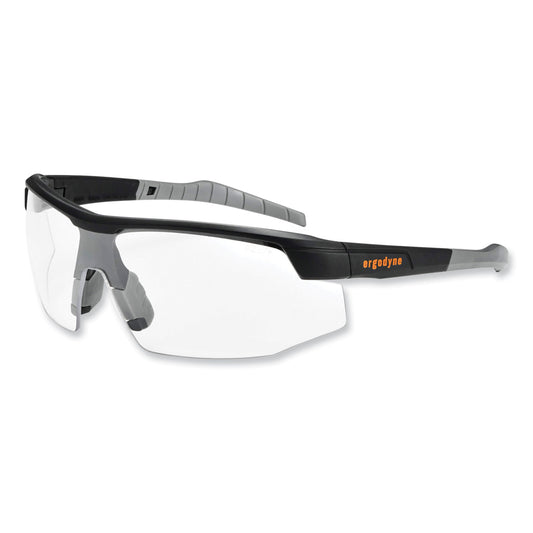 Skullerz Skoll Safety Glasses, Fog-Off Technology, Matte Black Half Frame, Clear Single Lens