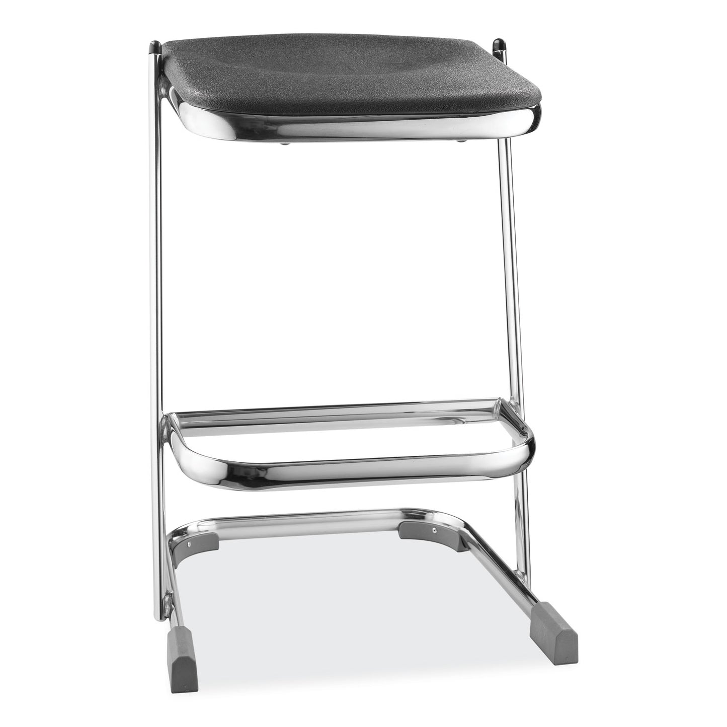 6600 Series Elephant Z-Stool, Backless, Supports Up to 500 lb, 24" Seat Height, Black Seat, Chrome Frame