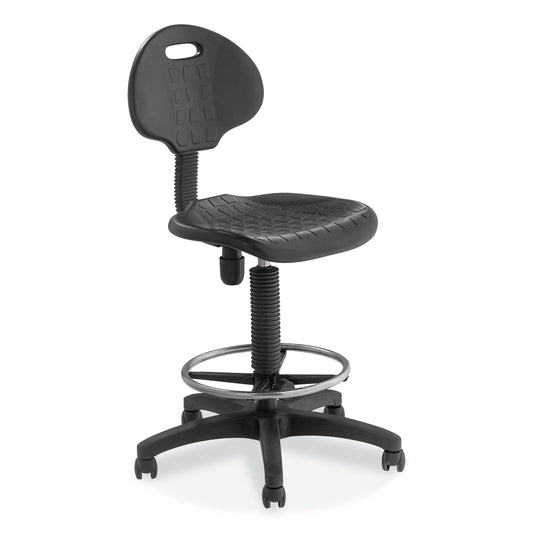 6700 Series Adjustable Height Polyurethane Task Stool, Supports Up to 300 lb, 22" to 32" Seat Height, Black