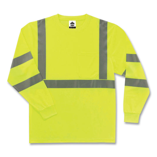 GloWear 8391 Class 3 Hi-Vis Long Sleeve Shirt, 2X-Large, Lime