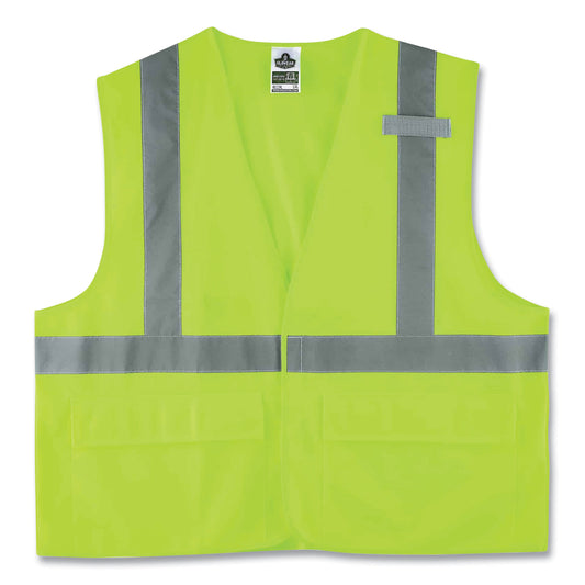GloWear 8225HL Class 2 Standard Solid Hook and Loop Vest, Polyester, Lime, Large/X-Large