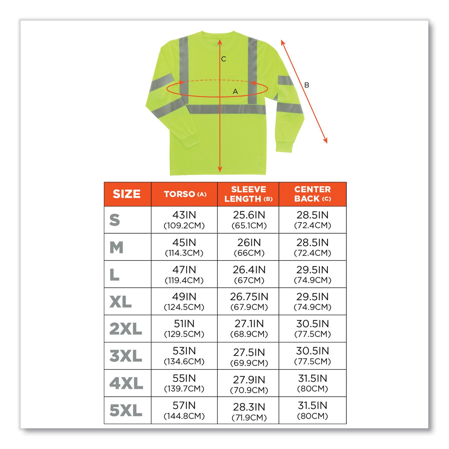 GloWear 8391 Class 3 Hi-Vis Long Sleeve Shirt, 2X-Large, Lime