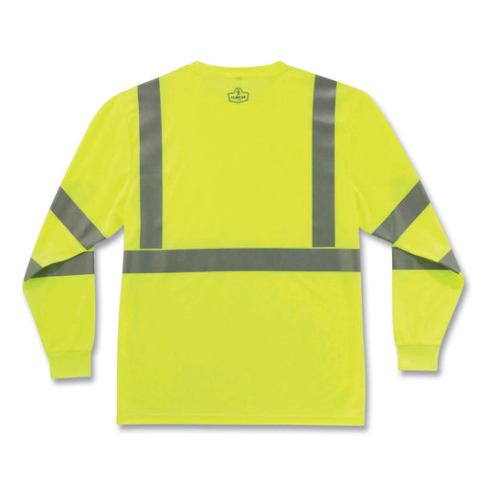 GloWear 8391 Class 3 Hi-Vis Long Sleeve Shirt, Large, Lime