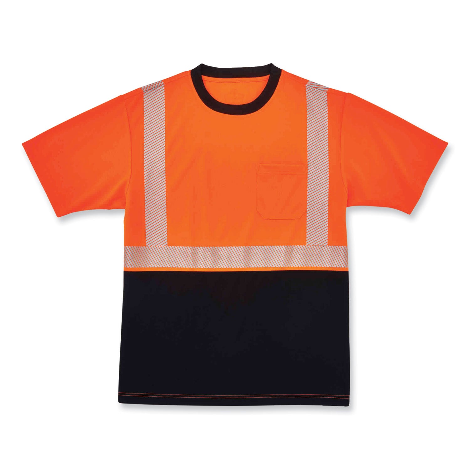 GloWear 8280BK Class 2 Performance T-Shirt with Black Bottom, Small, Orange