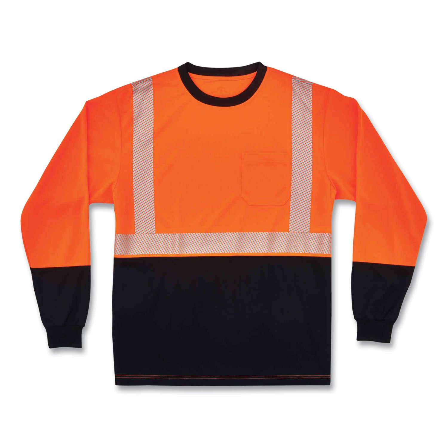 GloWear 8281BK Class 2 Long Sleeve Shirt with Black Bottom, 5X-Large, Orange