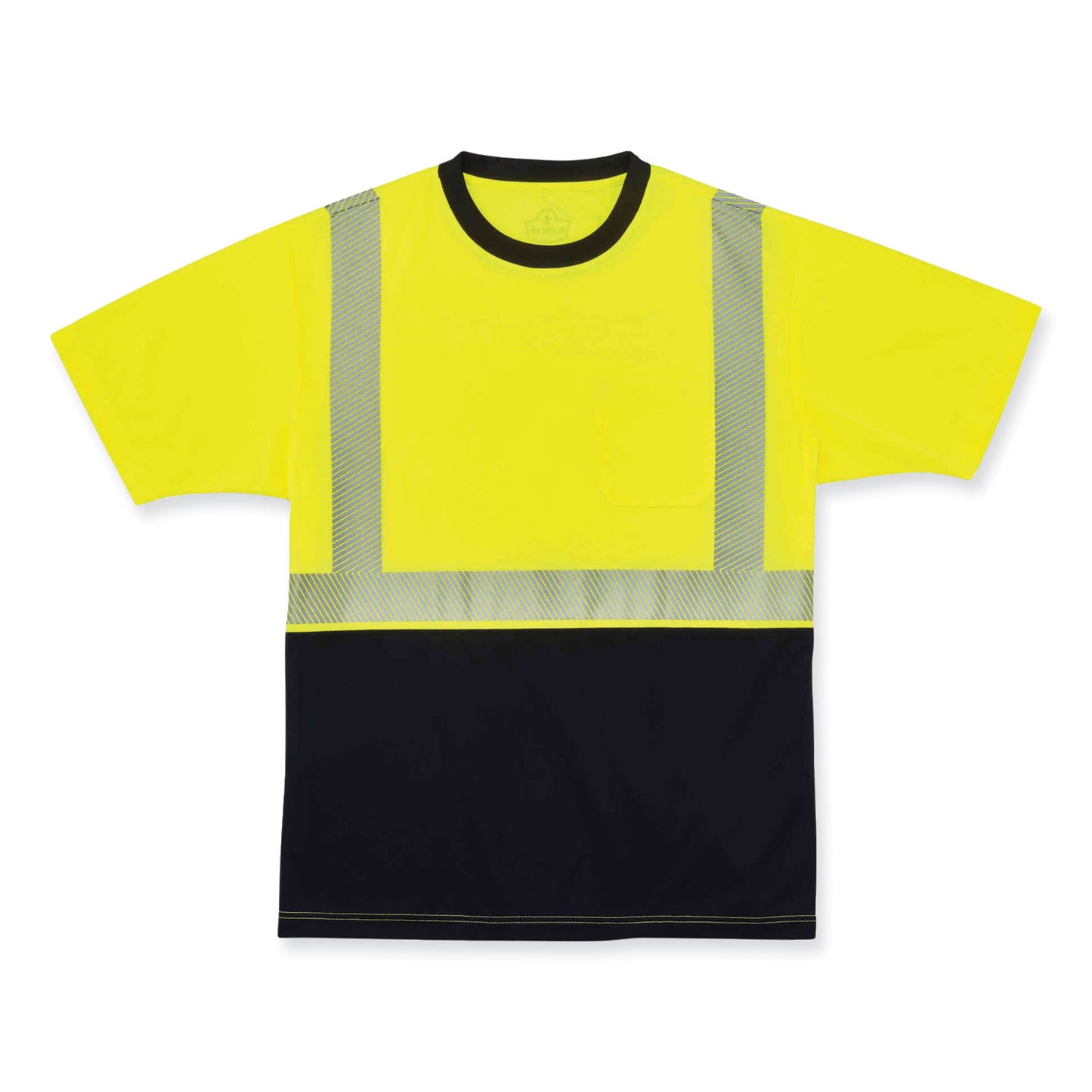 GloWear 8280BK Class 2 Performance T-Shirt with Black Bottom, X-Large, Lime