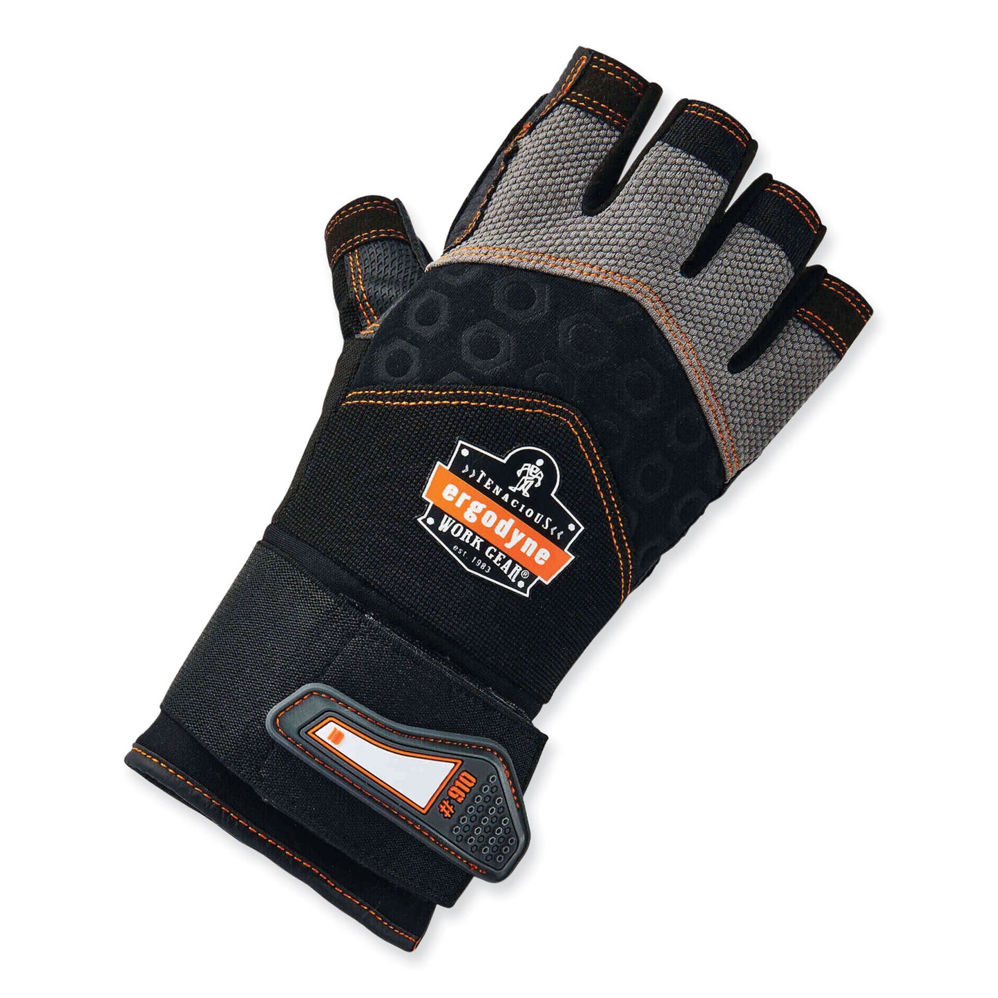 ProFlex 910 Half-Finger Impact Gloves + Wrist Support, EN388: 1121X, 12.75" Long, X-Large, Black, Pair