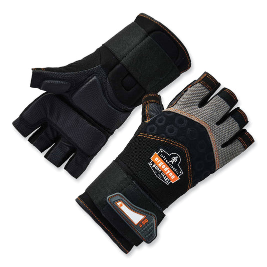 ProFlex 910 Half-Finger Impact Gloves + Wrist Support, EN388: 1121X, 13" Long, XX-Large, Black, Pair