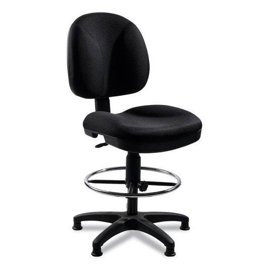 Comfort Task Stool, Supports Up to 300 lb, 24.5" to 34.5" Seat Height, Black Seat, Black Back, Black Base