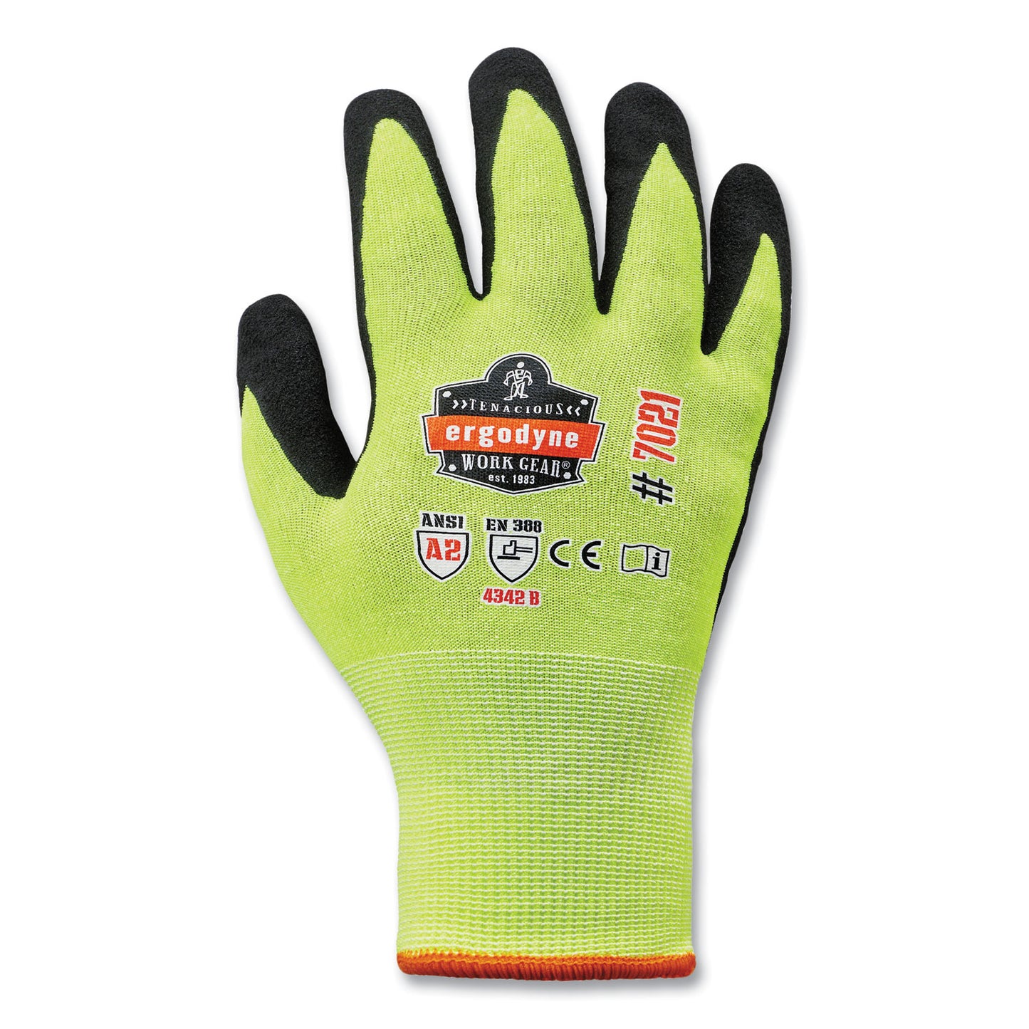 ProFlex 7021 Hi-Vis Nitrile-Coated CR Gloves, EN388: 4342B, 8.75" Long, Medium, Lime, Pair