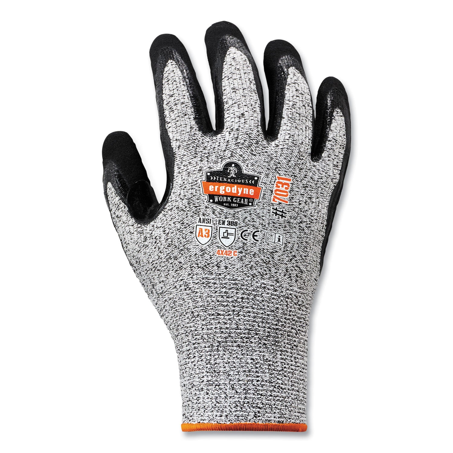 ProFlex 7031-CASE ANSI A3 Nitrile-Coated CR Gloves, EN388: 4X42C, 9.5" Long, Medium, Gray, 144 Pairs/Carton