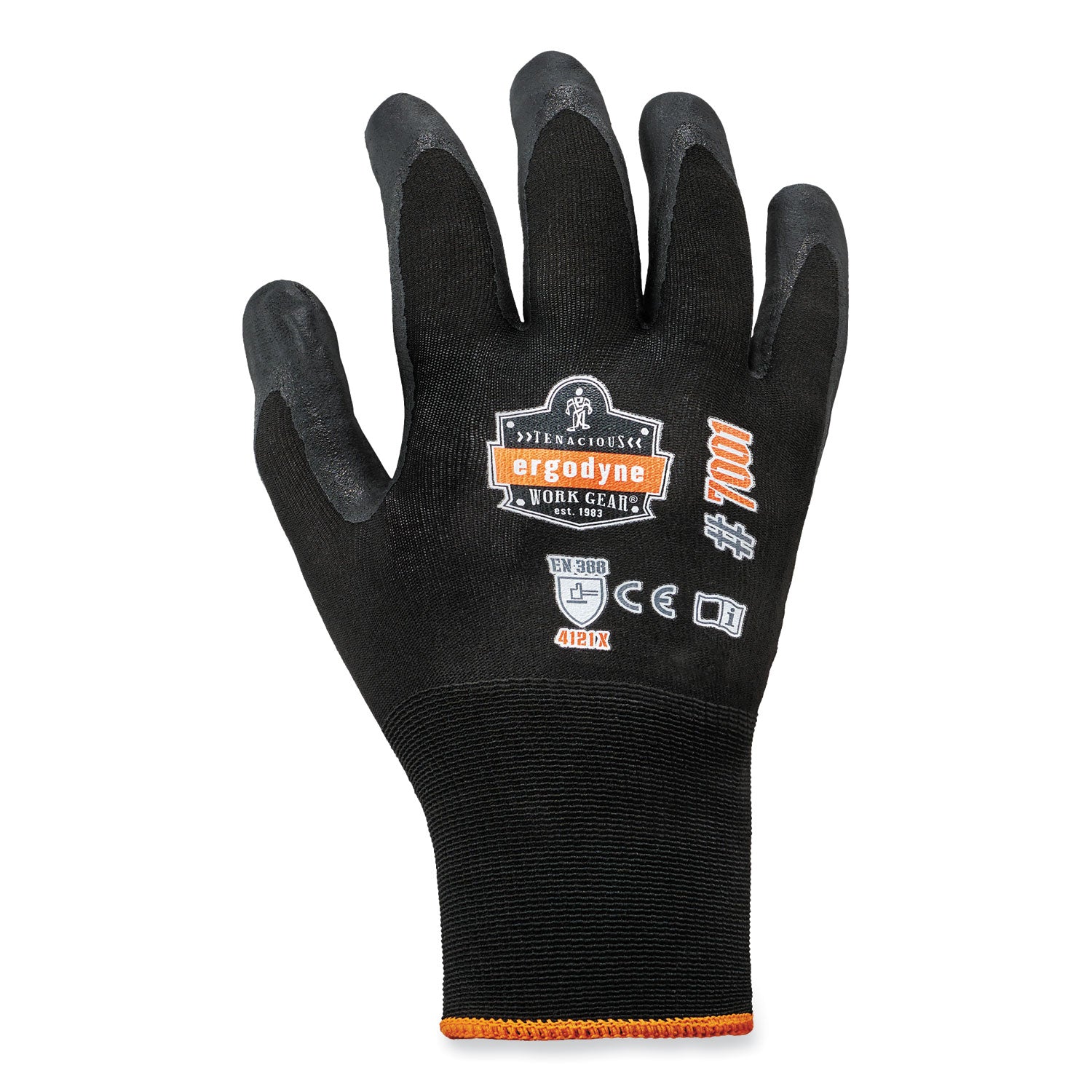 ProFlex 7001 Nitrile-Coated Gloves, EN388: 4121X, 8.5" Long, Medium, Black, Pair