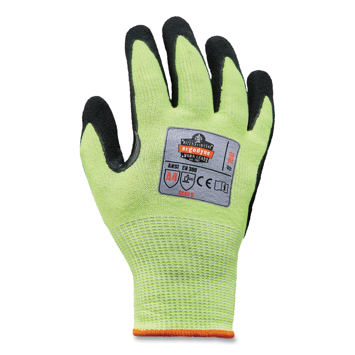 ProFlex 7041-CASE ANSI A4 Nitrile Coated CR Gloves, EN388: 4X42D, 10" Long, Small, Lime, 144 Pairs/Carton