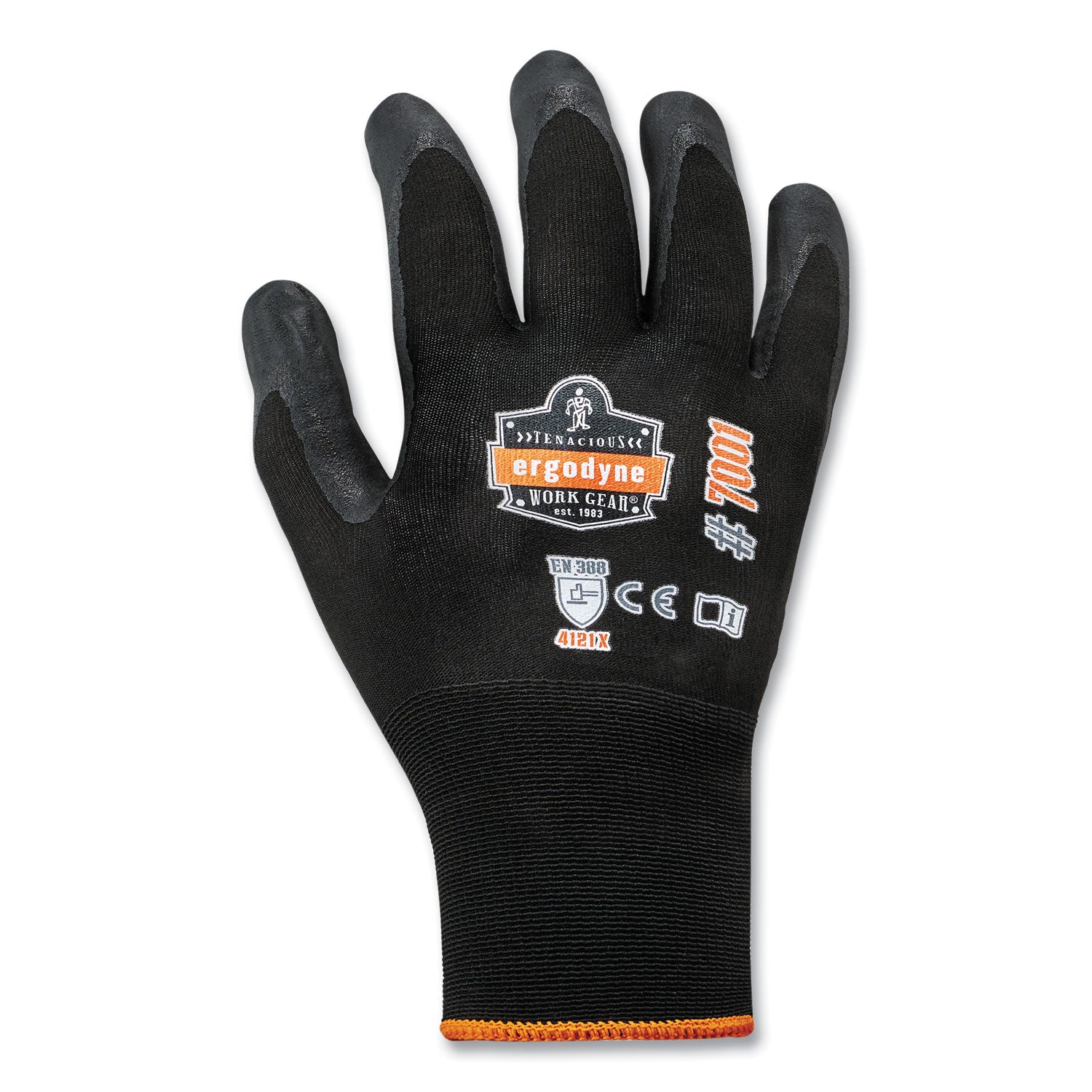 ProFlex 7001 Nitrile-Coated Gloves, EN388: 4121X, 8.25" Long, Small, Black, Pair