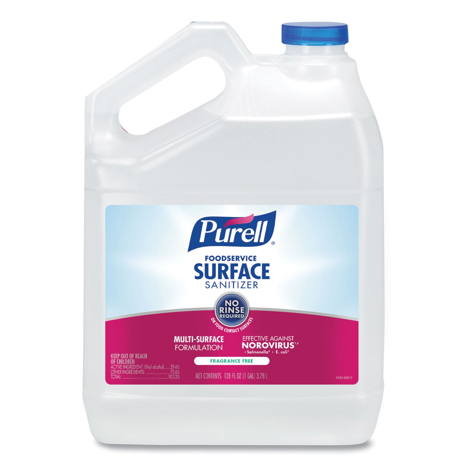 Foodservice Surface Sanitizer, Fragrance-Free, 1 gal Bottle