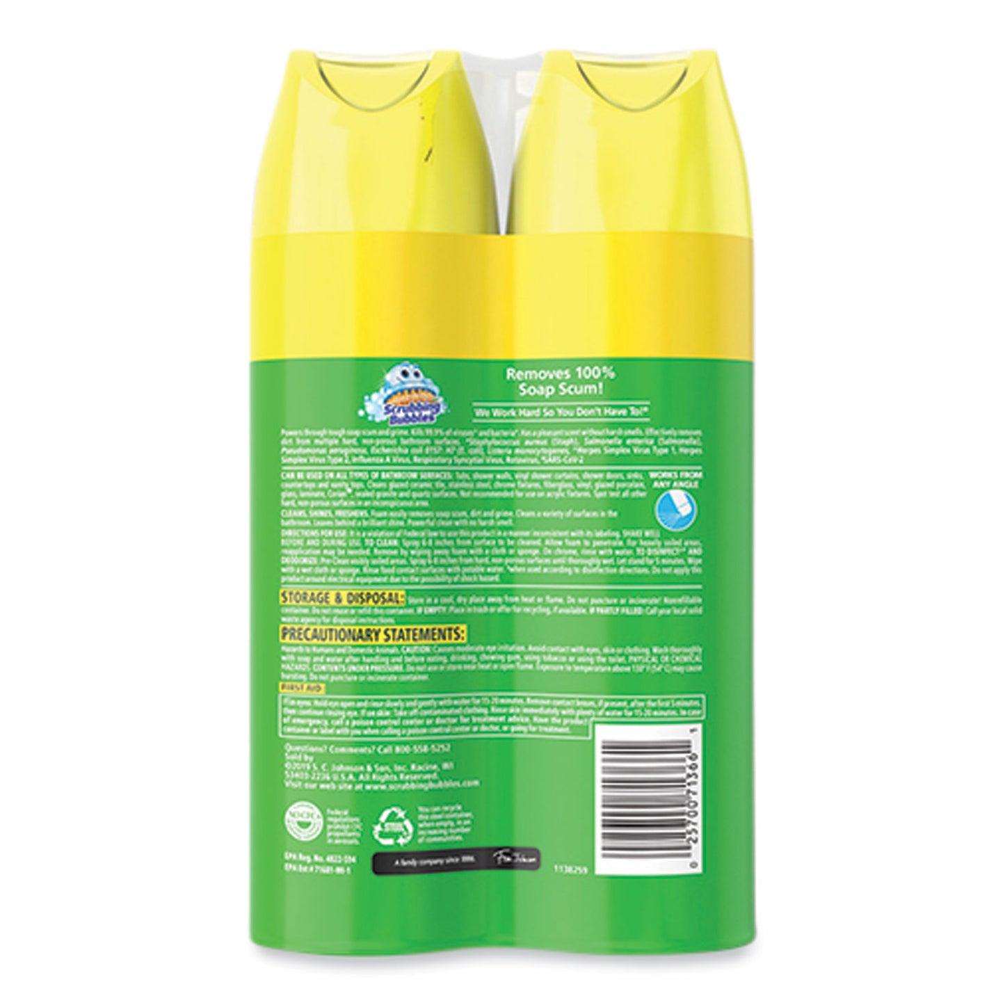Bathroom Disinfectant Grime Fighter Aerosol, Citrus Scent, 20 oz Aerosol Spray, 2/Pack