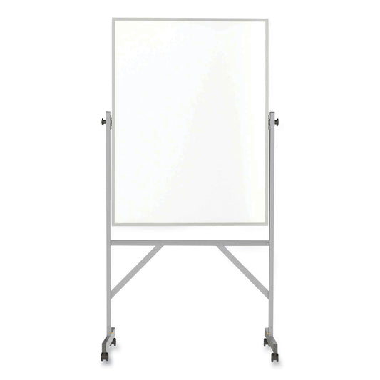 Reversible Magnetic Porcelain Whiteboard with Aluminum Frame, 36" x 48", White Surface, Satin Aluminum Frame