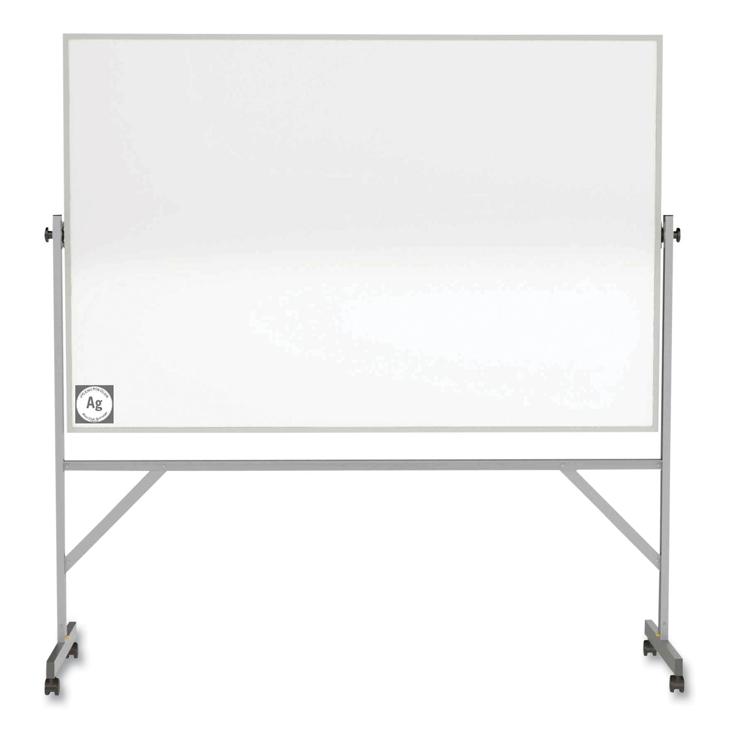 Reversible Magnetic Hygienic Porcelain Whiteboard with Aluminum Frame, 72" x 48", White Surface, Satin Aluminum Frame