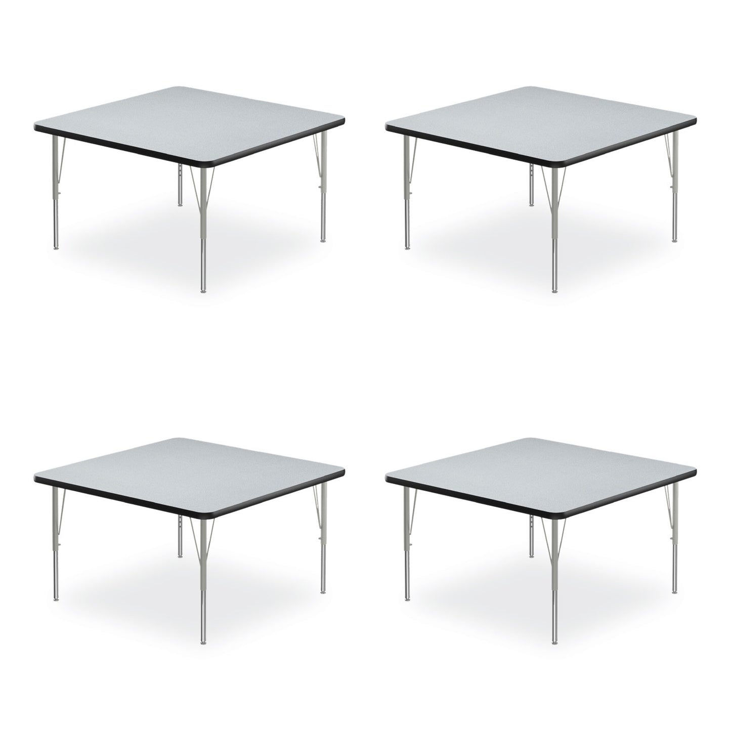 Adjustable Activity Tables, Square, 48" x 48" x 19" to 29", Gray Top, Silver Legs, 4/Pallet