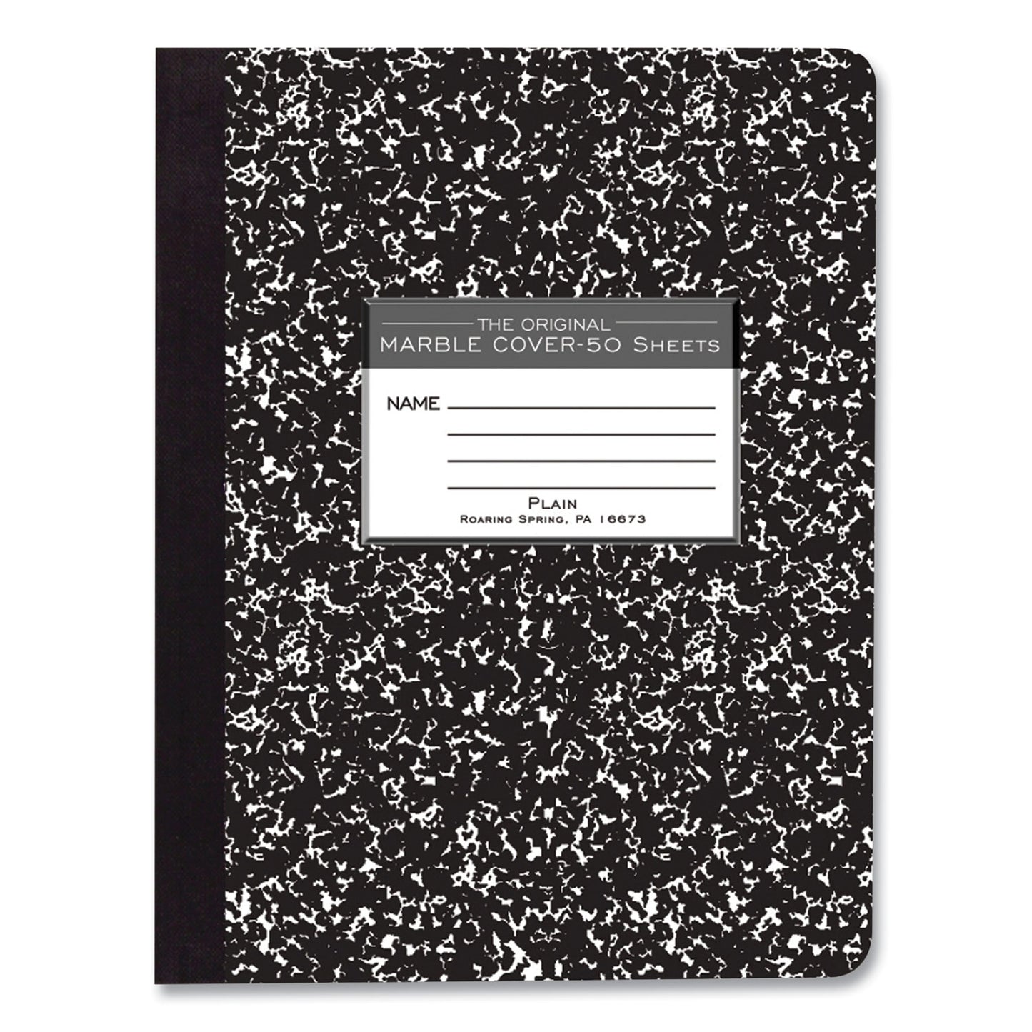 Hardcover Marble Composition Book, Unruled, Black Marble Cover, (50) 9.75 x 7.5 Sheets, 48/Carton