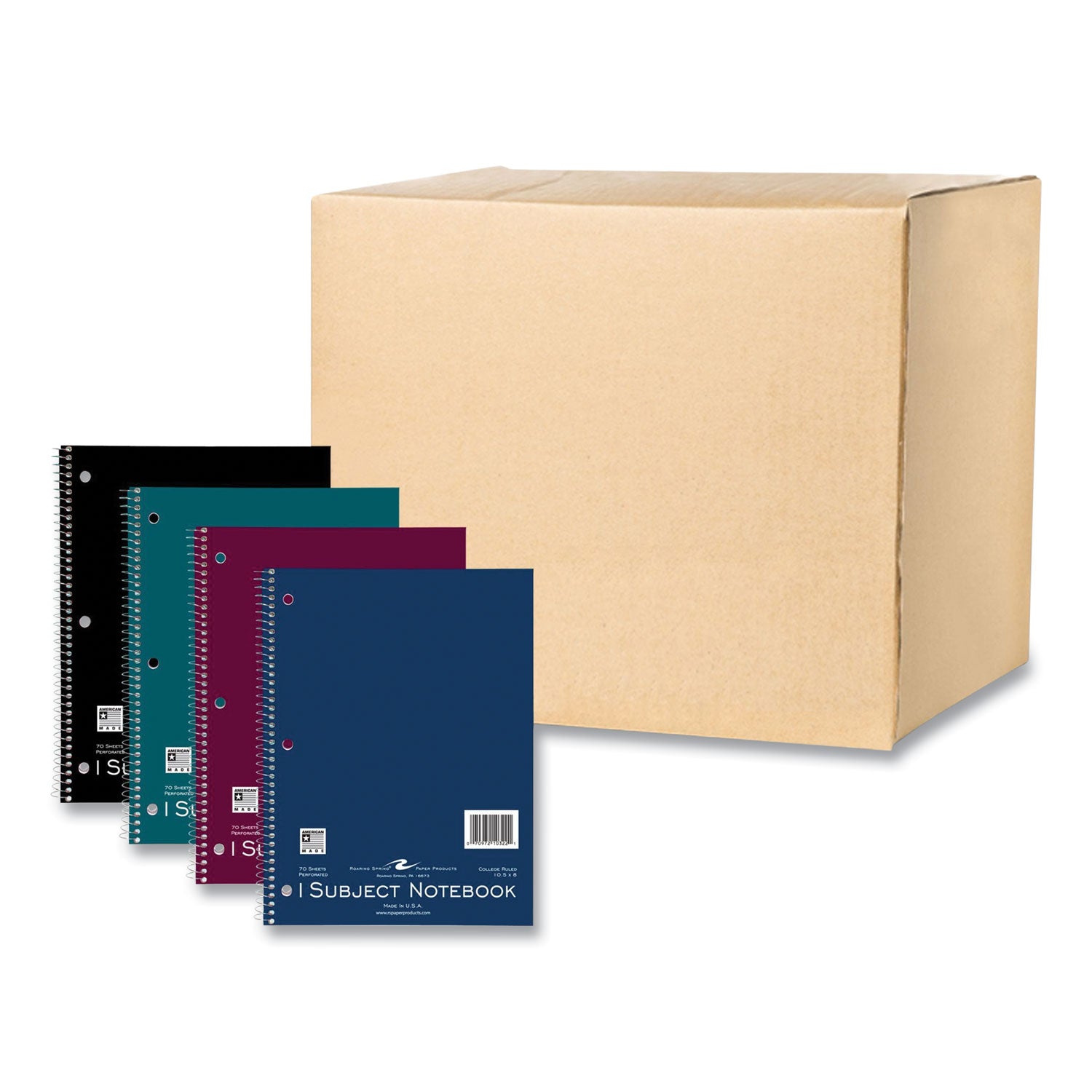 Subject Wirebound Notebook, 1-Subject, Medium/College Rule, Assorted Cover Colors, (70) 10.5 x 8 Sheets, 24/Carton