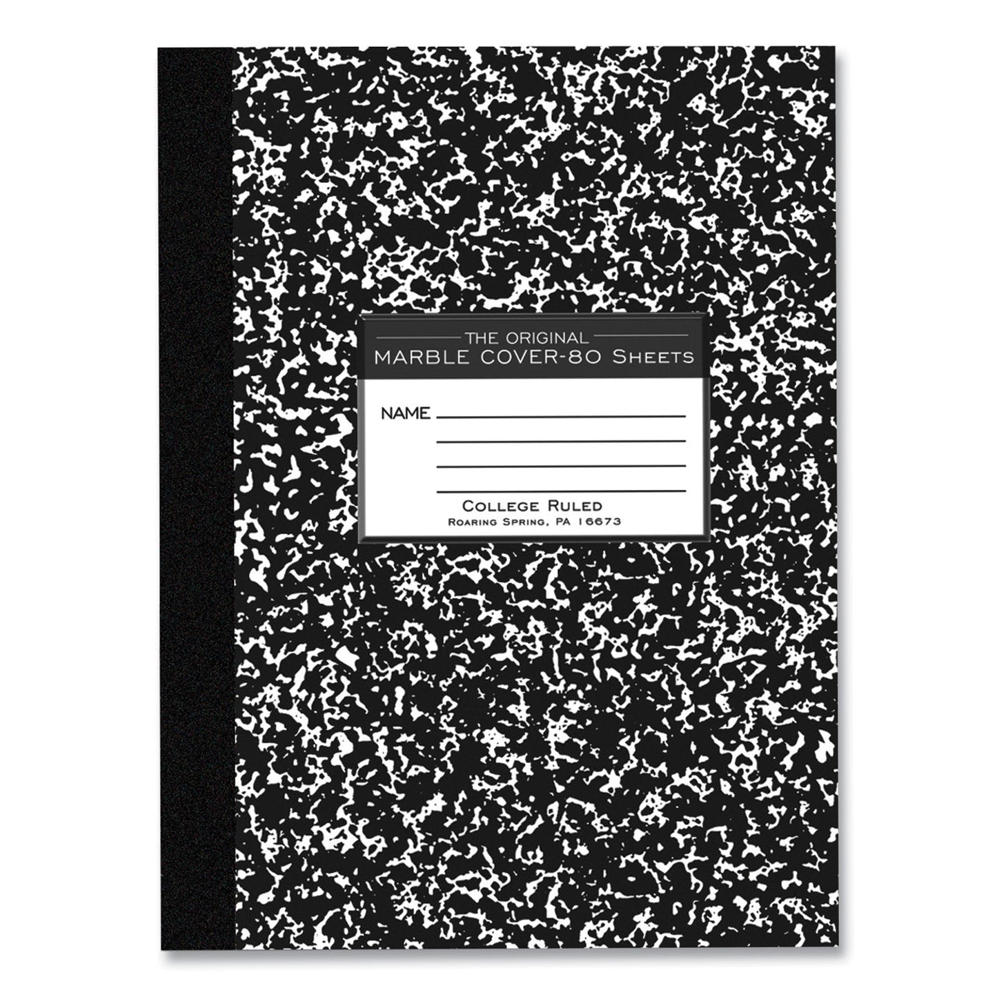 Flexible Cover Marble Composition Notebook, Medium/College Rule, Black Marble Cover, (80) 10.25 x 7.88 Sheets, 48/Carton