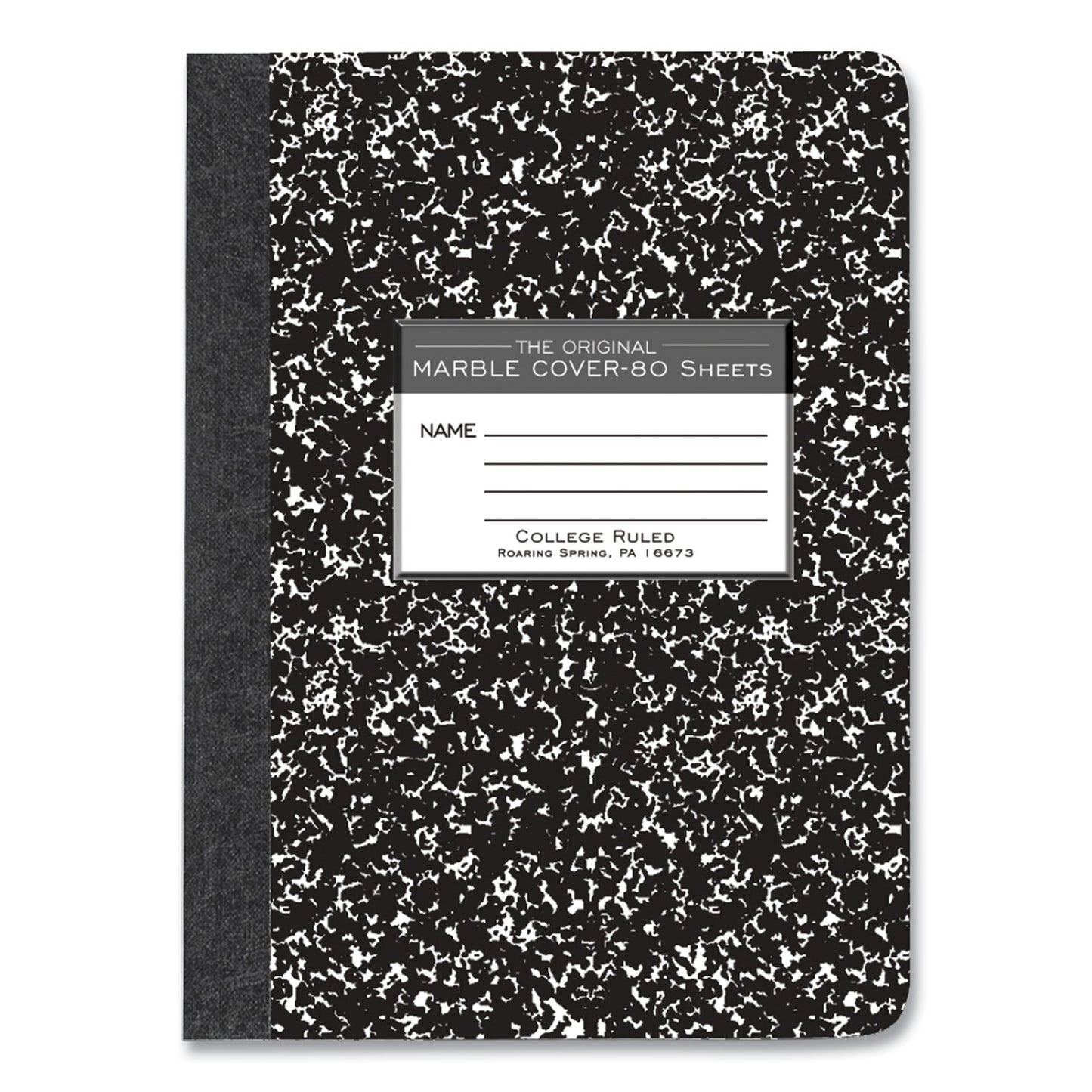 Hardcover Marble Composition Book, Medium/College Rule, Black Marble Cover, (80) 9.75 x 7.5 Sheets, 48/Carton