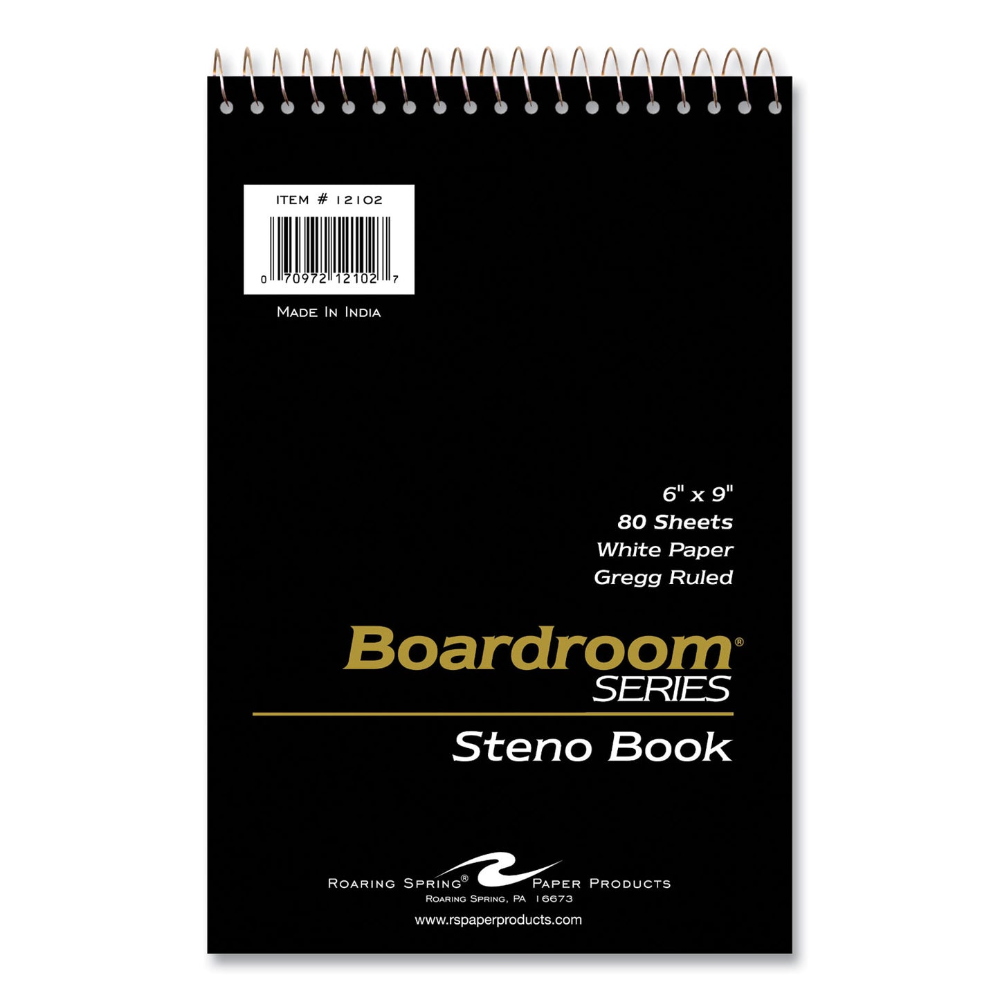 Steno Pad, Brown Cover, Gregg Rule, (80) White 6 x 9 Sheets, 72/Carton
