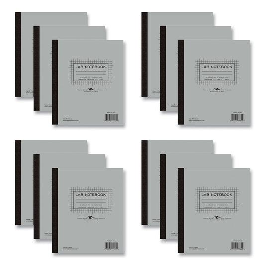 Lab and Science Two-Part Carbonless Notebook, Quadrille Rule (4 sq/in), Gray Cover, (50) 11 x 9.25 Sheets, 12/Carton