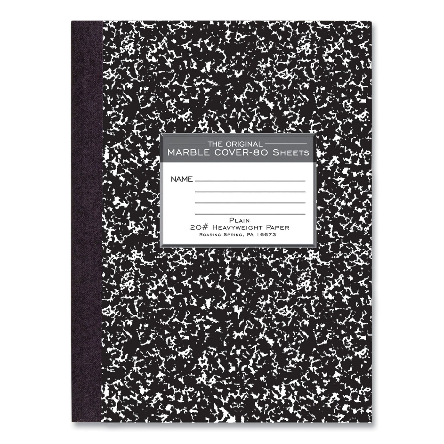 Hardcover Marble Composition Book, Unruled, Black Marble Cover, (80) 10.25 x 7.88 Sheets, 24/Carton