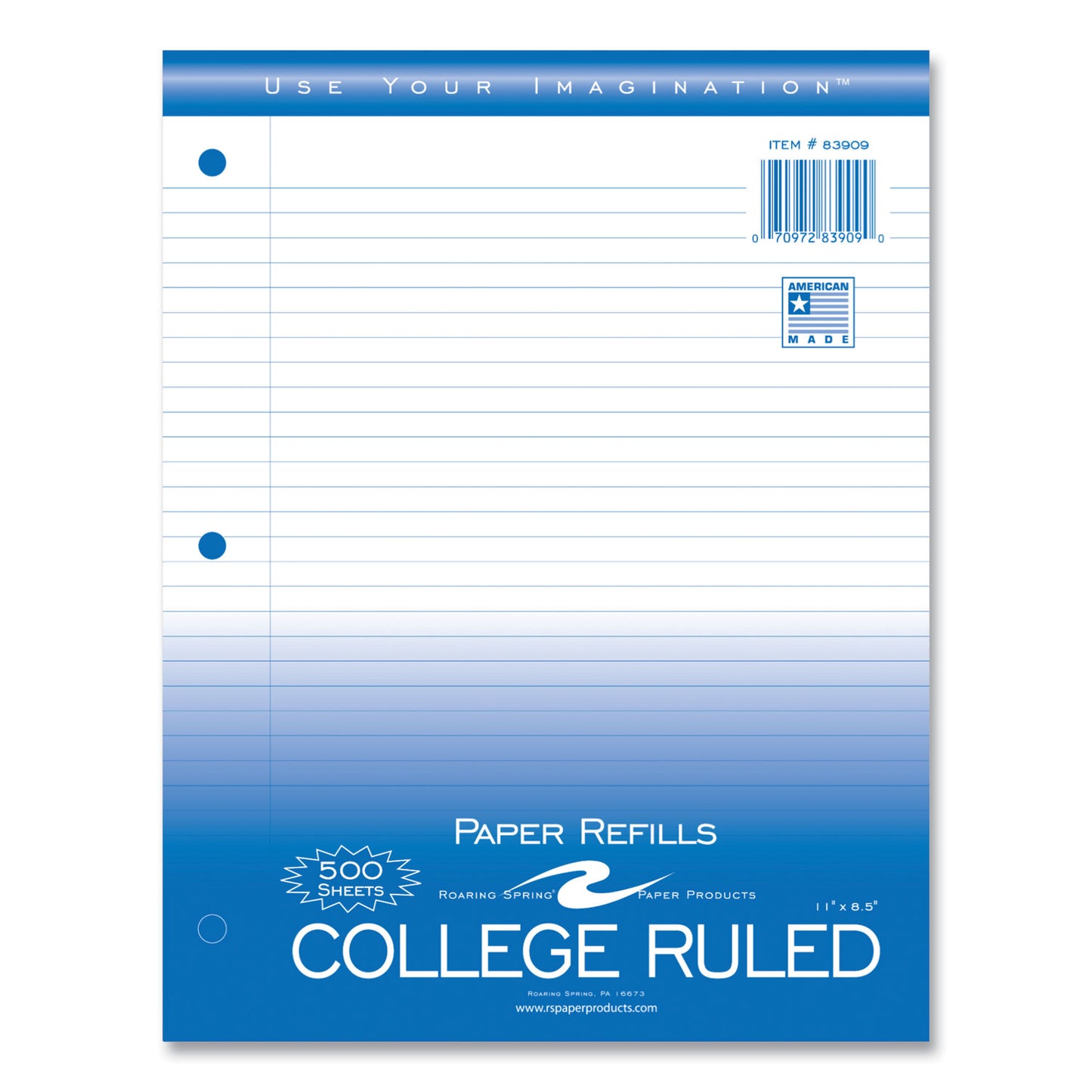 Loose Leaf Paper, 8.5 x 11, 3-Hole Punched, College Rule, White, 500 Sheets/Pack, 5 Packs/Carton