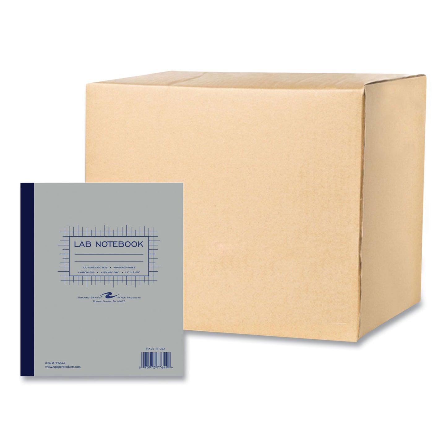 Lab and Science Two-Part Carbonless Notebook, Quadrille Rule (4 sq/in), Gray Cover, (100) 11 x 9.25 Sheets, 5/Carton