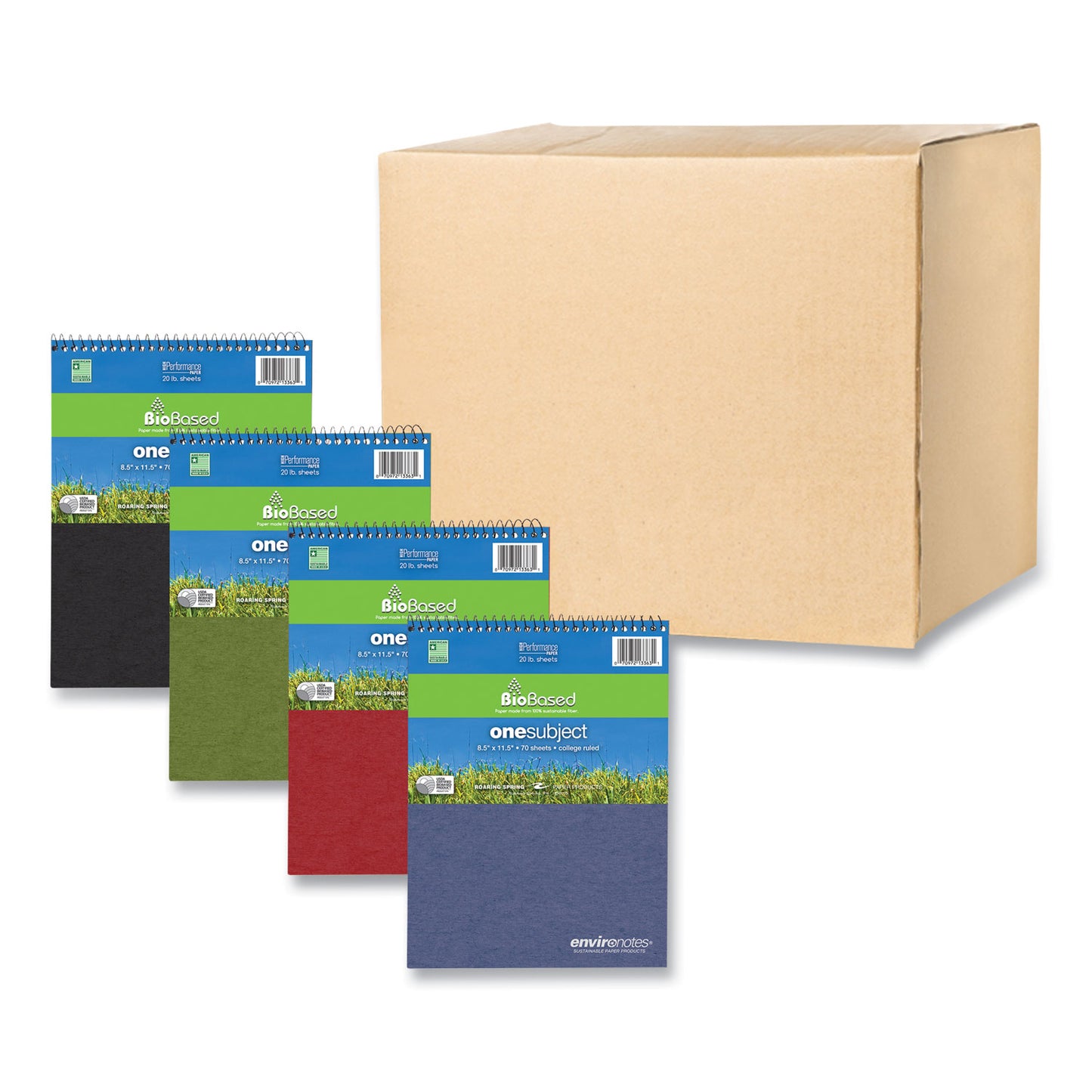 Earthtones BioBased Paper Wirebound Notepad, Randomly Assorted Cover Colors, Medium/College Rule, (70) 8.5 x 11 Sheets, 24/CT