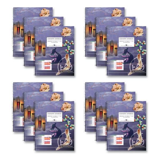 Lab and Science Two-Part Carbonless Notebook, Quadrille Rule (4 sq/in), Multicolor Cover, (50) 11 x 8.5 Sheets, 12/Carton