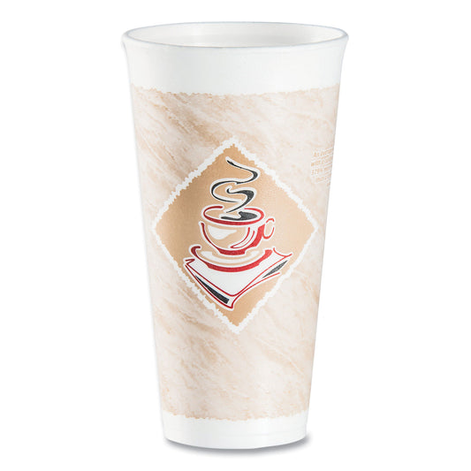 Cafe G Foam Hot/cold Cups, 20 Oz, Brown/red/white, 20/pack