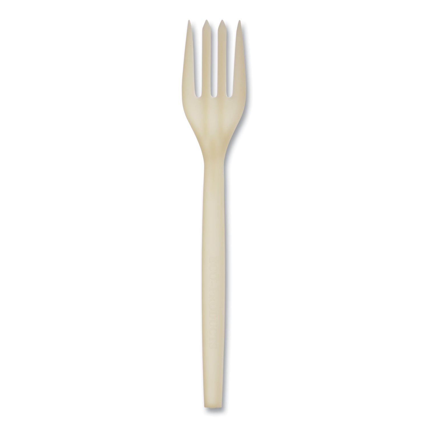 EcoSense Renewable Plant Starch Cutlery, Fork, Plastic, Cream, 50/Pack