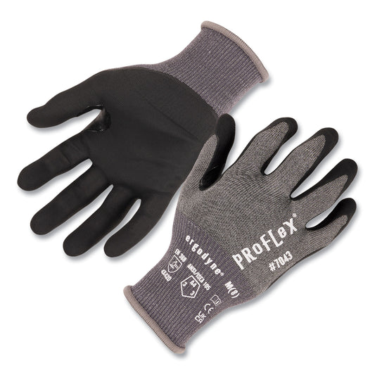 ProFlex 7043 ANSI A4 Nitrile Coated CR Gloves, EN388: 4X42D, 9" Long, Medium, Gray, 12 Pairs