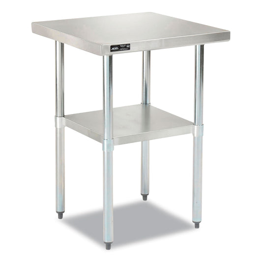 Work Table with Undershelf, Square, 30 x 30 x 35, Silver Top, Silver Base/Legs