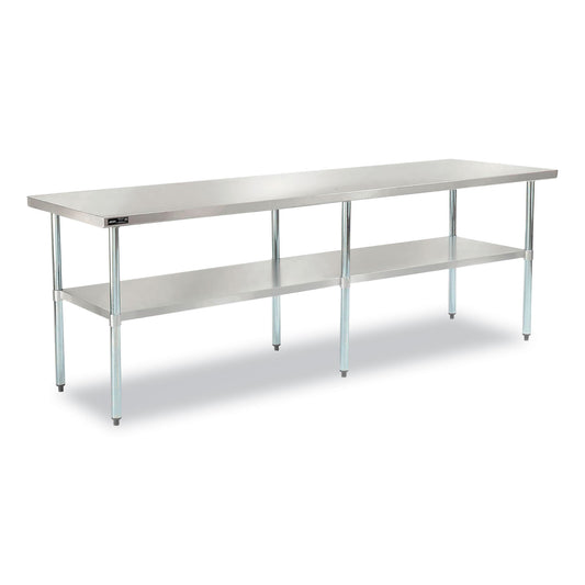 Work Table with Undershelf, Rectangular, 96 x 30 x 35, Silver Top, Silver Base/Legs