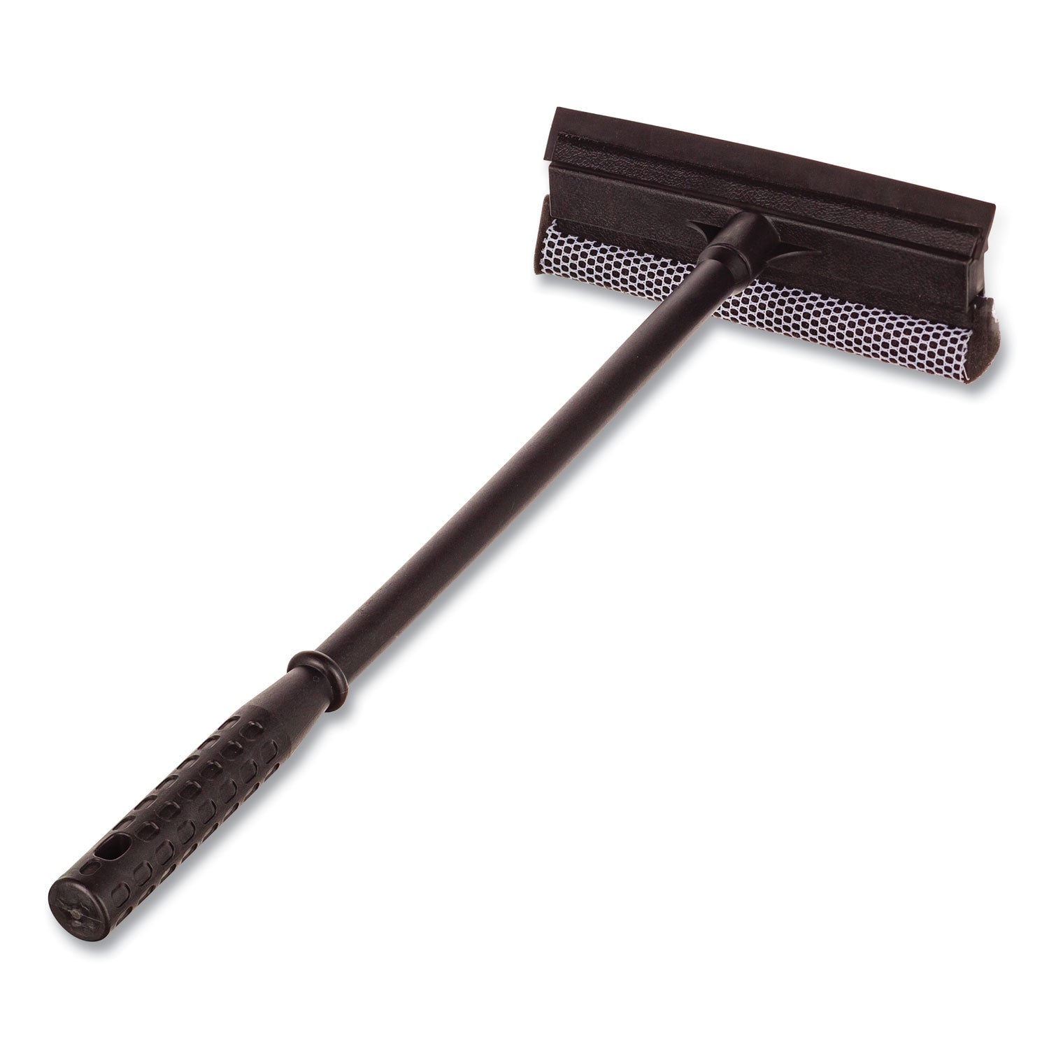 Auto Squeegee, 8" Rubber Blade, 8" Mesh Scrubber, 21" Plastic Handle with Grip, Black