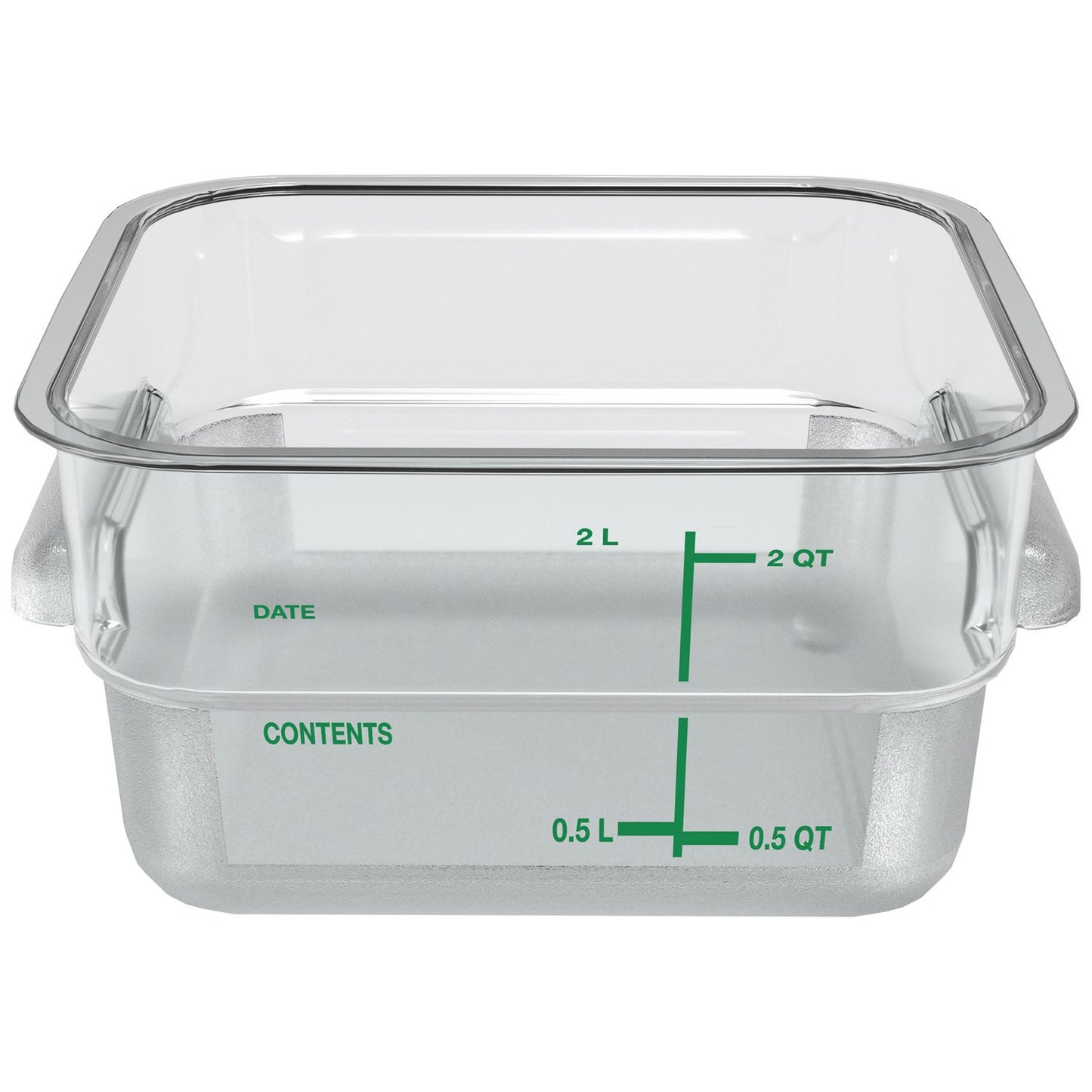 Squares Polycarbonate Food Storage Container, 2 qt,  7.13 x 7.13 x  3.8, Clear, Plastic
